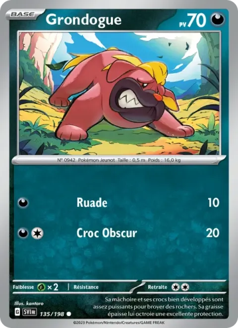 Carte Pokémon Grondogue 135/198, extension Écarlate et Violet
