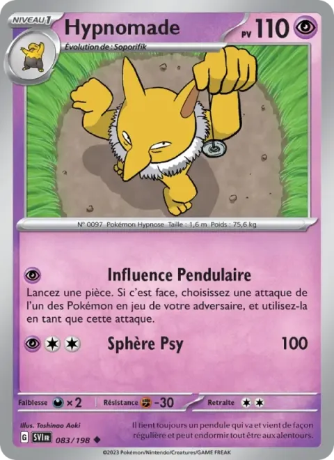 Carte Pokémon Hypnomade 083/198, extension Écarlate et Violet