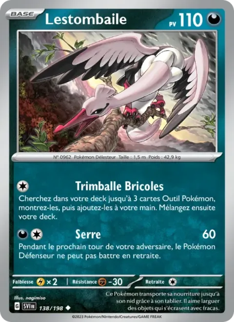 Carte Pokémon Lestombaile 138/198, extension Écarlate et Violet