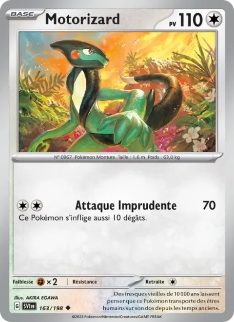 Carte Pokémon Motorizard 163/198, extension Écarlate et Violet