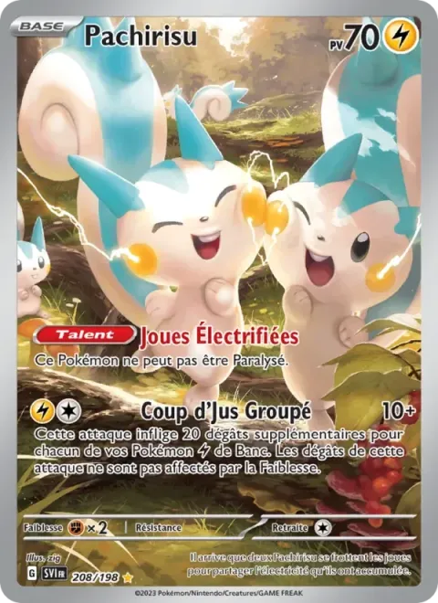 Carte Pokémon Pachirisu 208/198, extension Écarlate et Violet