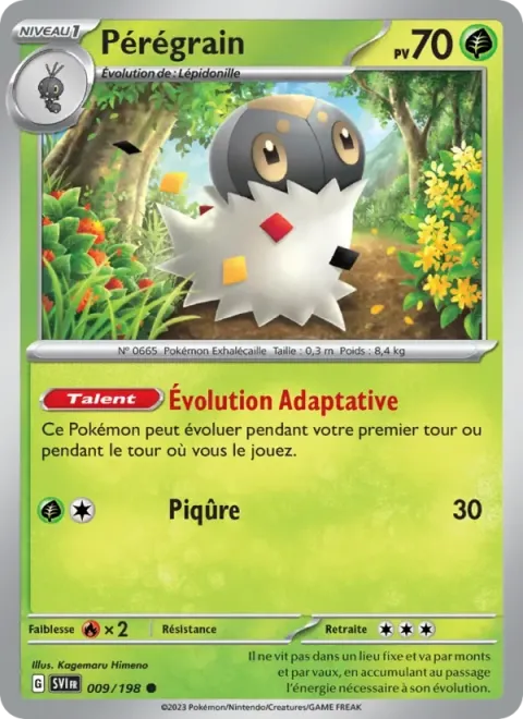 Carte Pokémon Pérégrain 009/198, extension Écarlate et Violet