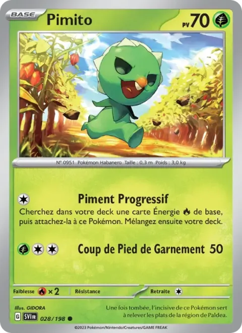 Carte Pokémon Pimito 028/198, extension Écarlate et Violet