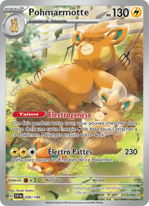 Carte Pokémon Pohmarmotte 209/198, extension Écarlate et Violet