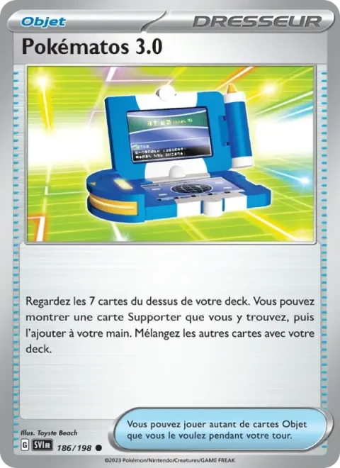 Carte Pokémon Pokématos 3.0 186/198, extension Écarlate et Violet