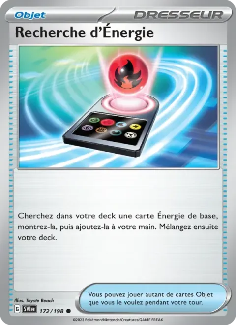 Carte Pokémon Recherche d’Énergie 172/198, extension Écarlate et Violet