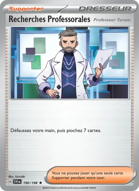 Carte Pokémon Recherches Professorales 190/198, extension Écarlate et Violet