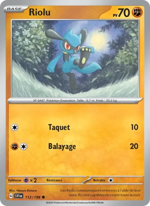 Carte Pokémon Riolu 112/198, extension Écarlate et Violet