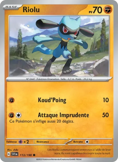 Carte Pokémon Riolu 113/198, extension Écarlate et Violet