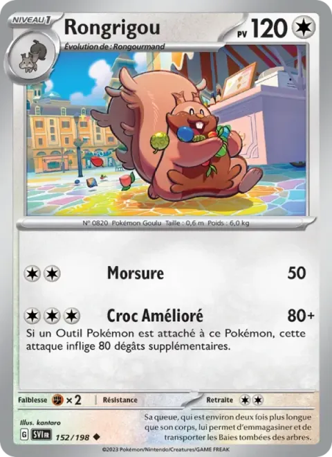 Carte Pokémon Rongrigou 152/198, extension Écarlate et Violet