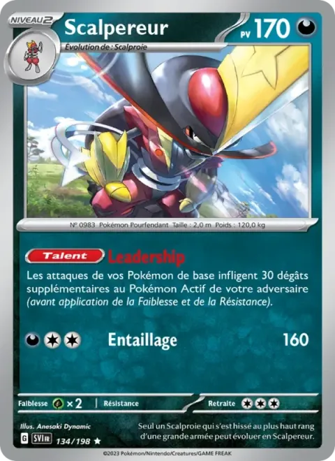 Carte Pokémon Scalpereur 134/198, extension Écarlate et Violet