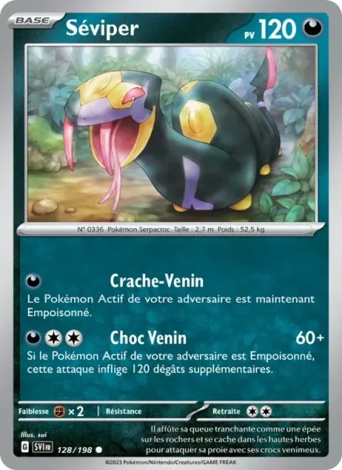 Carte Pokémon Séviper 128/198, extension Écarlate et Violet