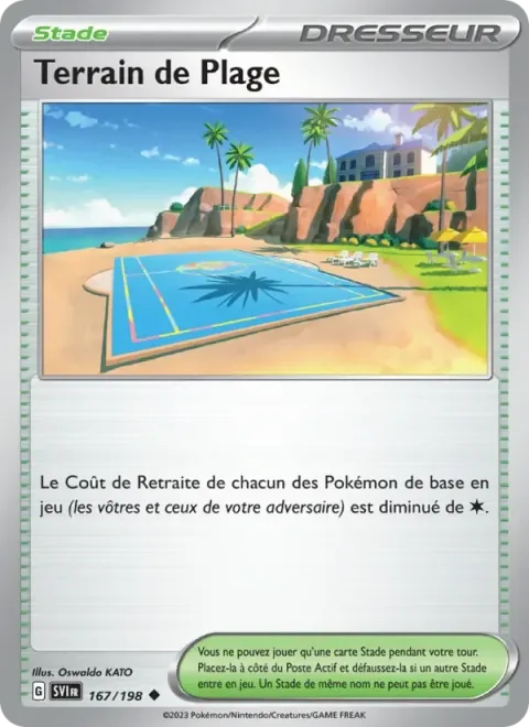 Carte Pokémon Terrain de Plage 167/198, extension Écarlate et Violet