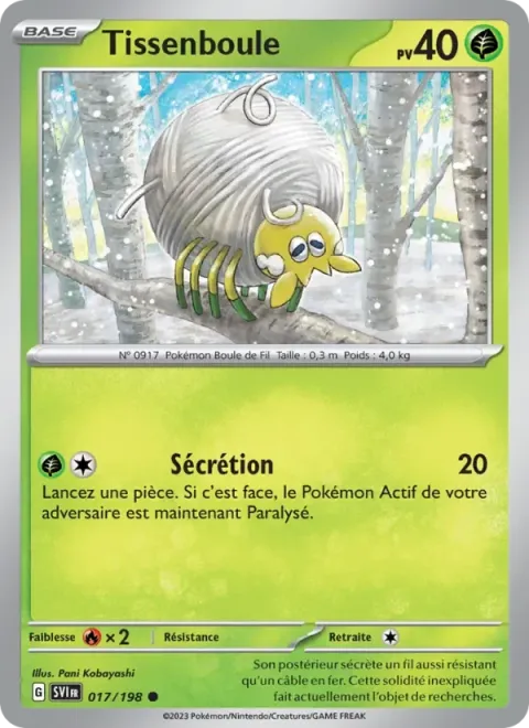 Carte Pokémon Tissenboule 017/198, extension Écarlate et Violet