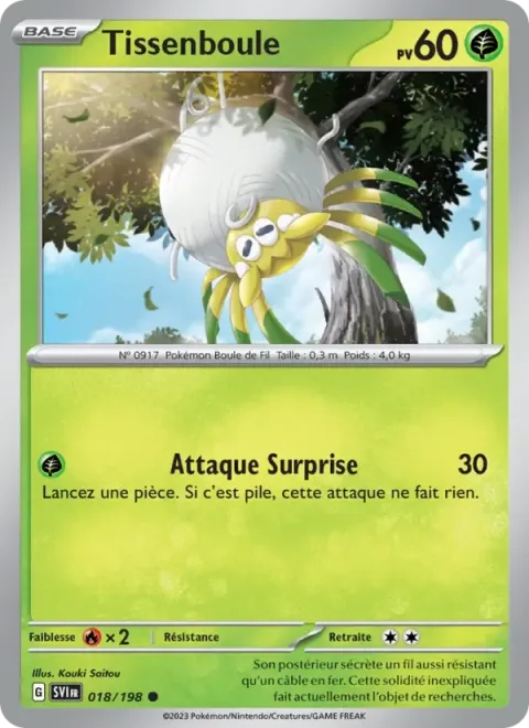 Carte Pokémon Tissenboule 018/198, extension Écarlate et Violet