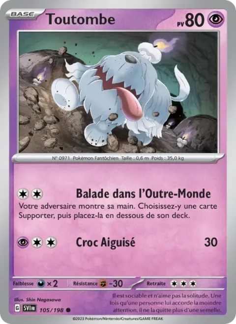 Carte Pokémon Toutombe 105/198, extension Écarlate et Violet