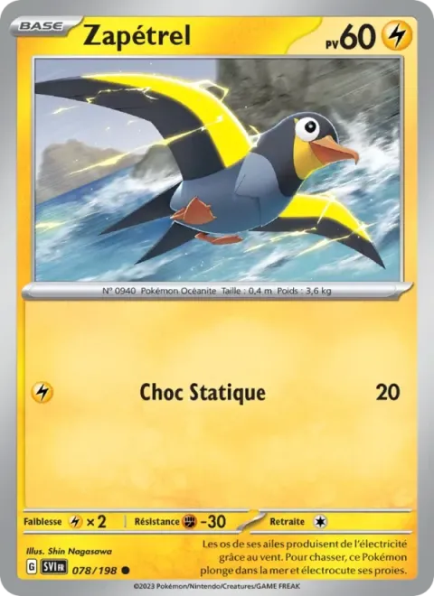 Carte Pokémon Zapétrel 078/198, extension Écarlate et Violet