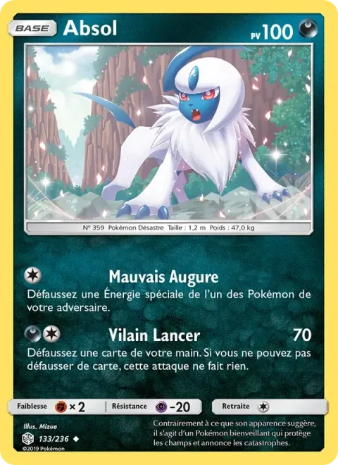 Carte Pokémon Absol 133/236, extension Éclipse Cosmique