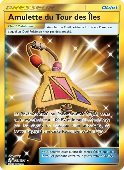 Carte Pokémon Amulette du Tour des Îles 265/236, extension Éclipse Cosmique