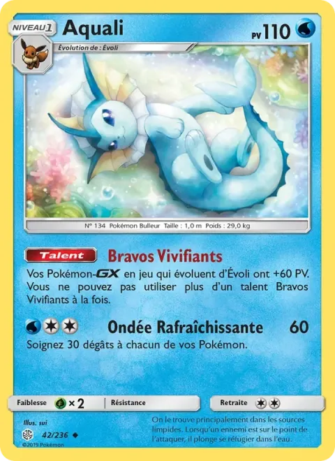 Carte Pokémon Aquali 042/236, extension Éclipse Cosmique