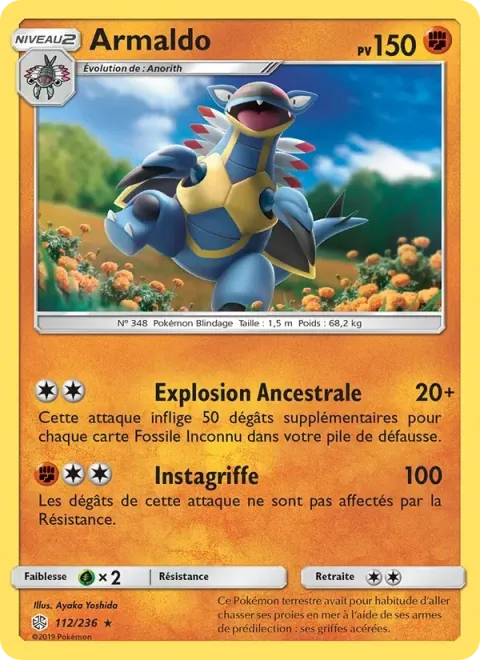 Carte Pokémon Armaldo 112/236, extension Éclipse Cosmique