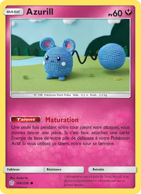 Carte Pokémon Azurill 146/236, extension Éclipse Cosmique