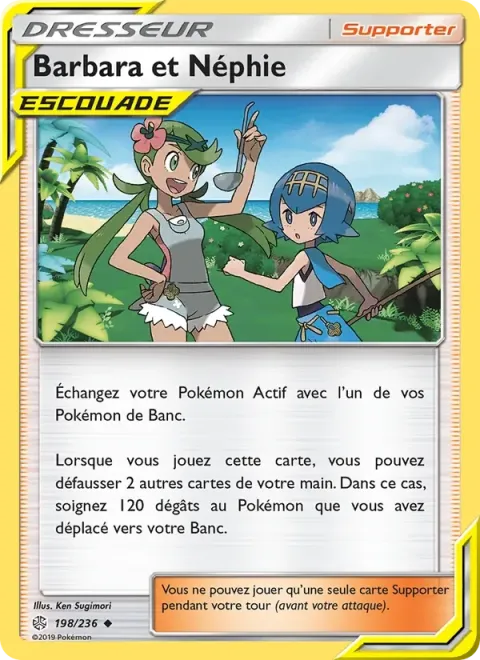 Carte Pokémon Barbara et Néphie 198/236, extension Éclipse Cosmique