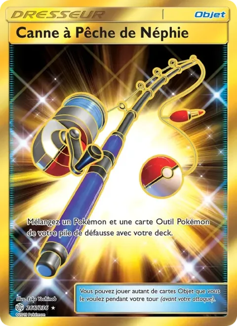 Carte Pokémon Canne à Pêche de Néphie 266/236, extension Éclipse Cosmique