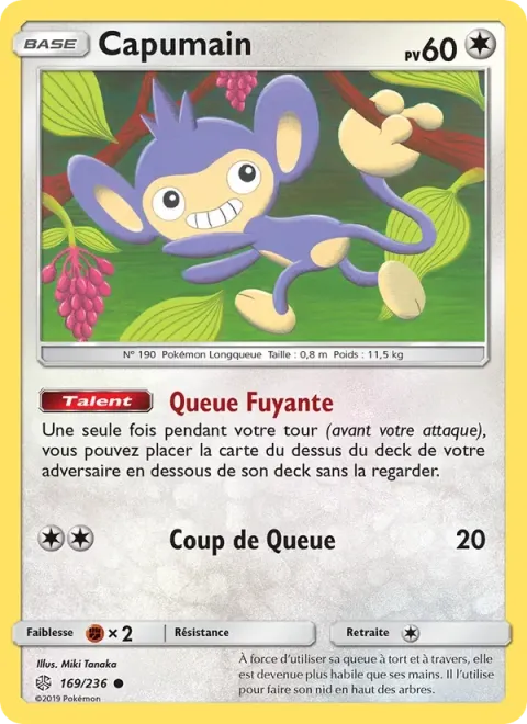 Carte Pokémon Capumain 169/236, extension Éclipse Cosmique