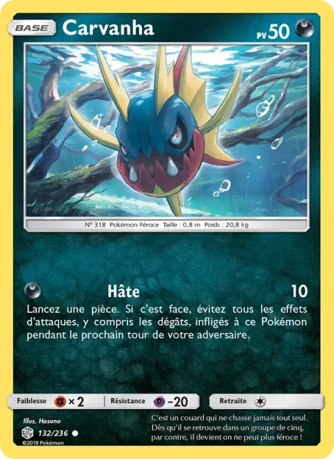 Carte Pokémon Carvanha 132/236, extension Éclipse Cosmique