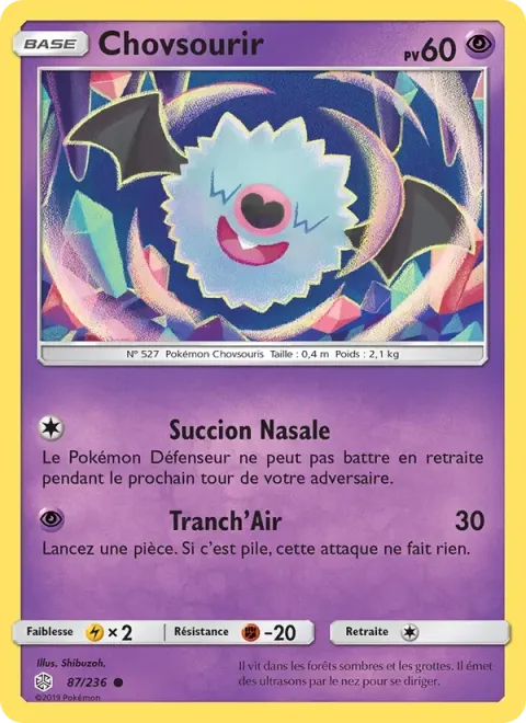 Carte Pokémon Chovsourir 087/236, extension Éclipse Cosmique
