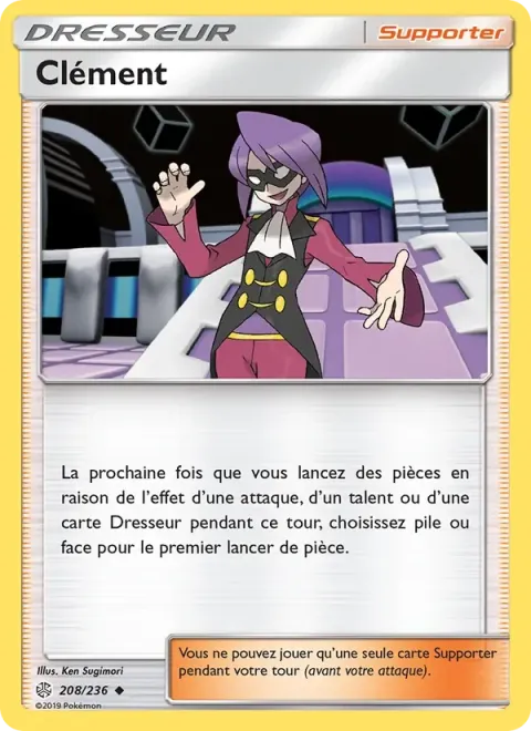 Carte Pokémon Clément 208/236, extension Éclipse Cosmique