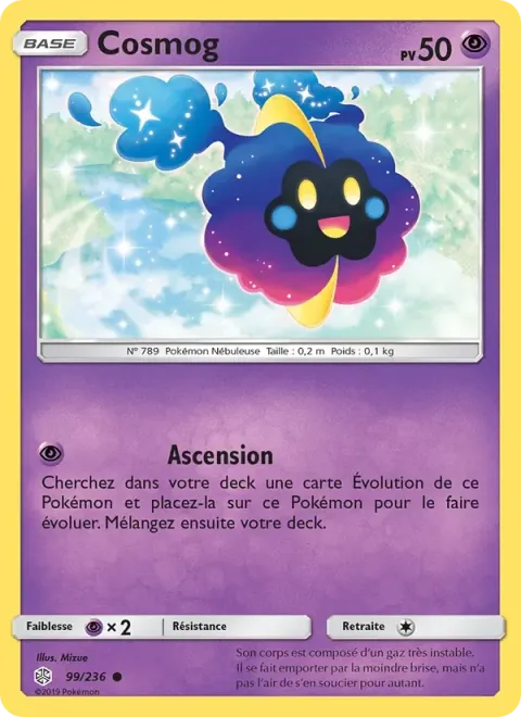 Carte Pokémon Cosmog 099/236, extension Éclipse Cosmique