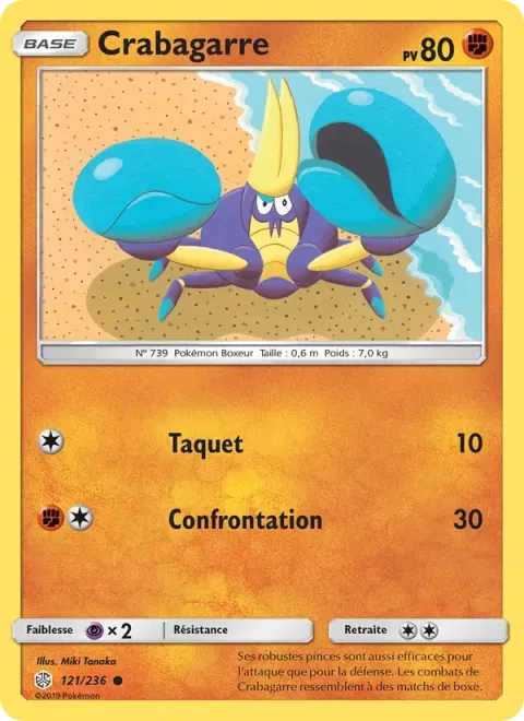 Carte Pokémon Crabagarre 121/236, extension Éclipse Cosmique