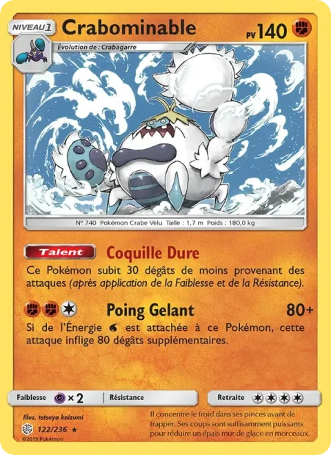 Carte Pokémon Crabominable 122/236, extension Éclipse Cosmique