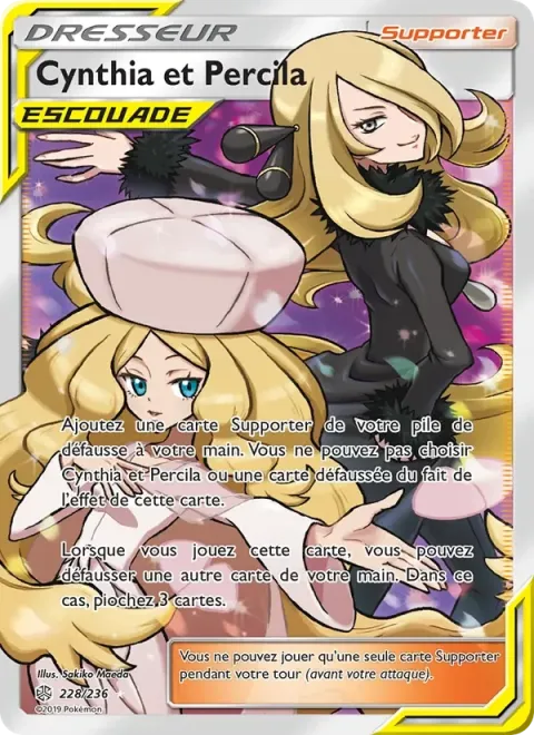 Carte Pokémon Cynthia et Percila 228/236, extension Éclipse Cosmique