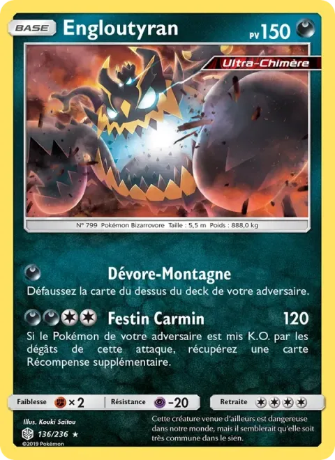 Carte Pokémon Engloutyran 136/236, extension Éclipse Cosmique