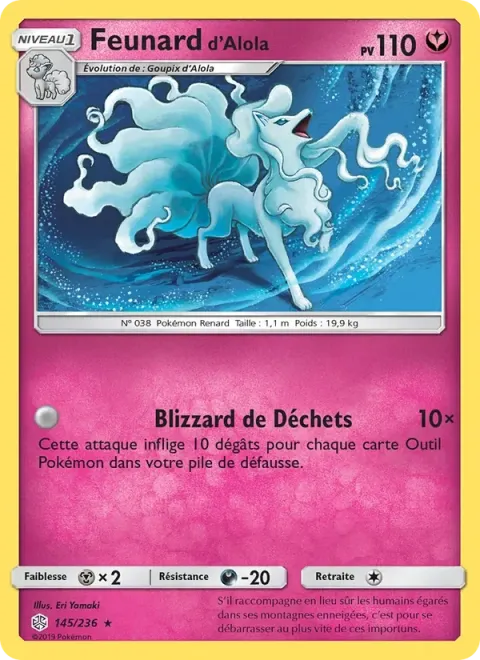 Carte Pokémon Feunard d’Alola 145/236, extension Éclipse Cosmique