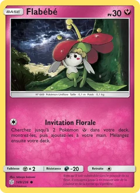Carte Pokémon Flabébé 149/236, extension Éclipse Cosmique