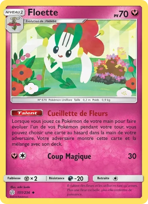 Carte Pokémon Floette 151/236, extension Éclipse Cosmique