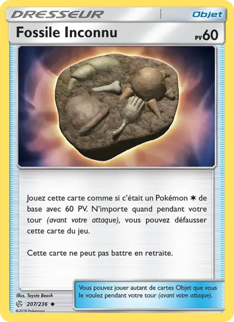 Carte Pokémon Fossile Inconnu 207/236, extension Éclipse Cosmique