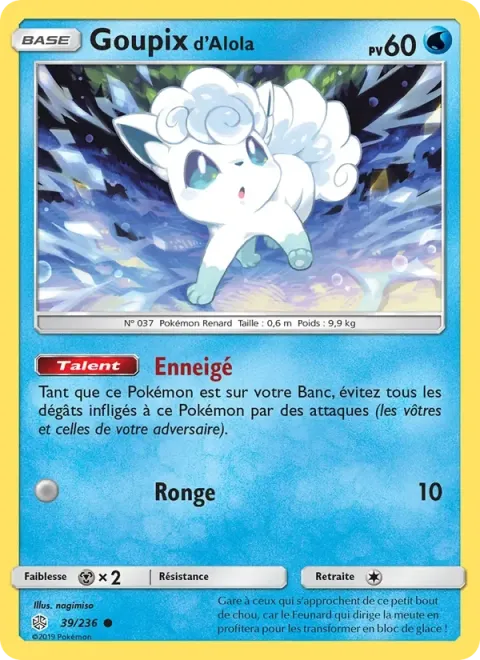 Carte Pokémon Goupix d’Alola 039/236, extension Éclipse Cosmique