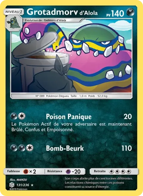 Carte Pokémon Grotadmorv d’Alola 131/236, extension Éclipse Cosmique