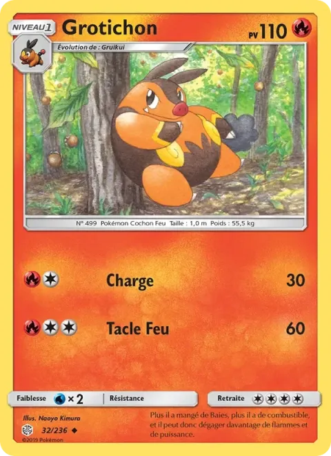Carte Pokémon Grotichon 032/236, extension Éclipse Cosmique
