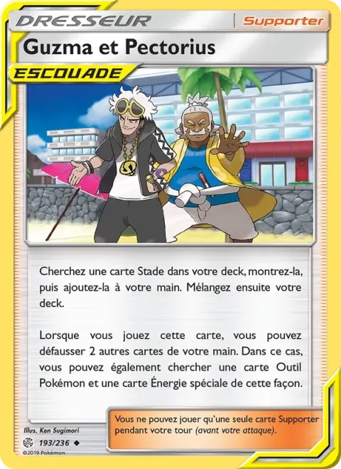 Carte Pokémon Guzma et Pectorius 193/236, extension Éclipse Cosmique