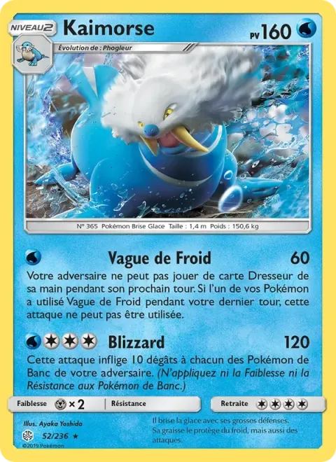 Carte Pokémon Kaimorse 052/236, extension Éclipse Cosmique