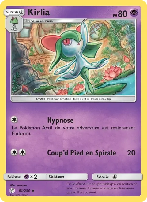 Carte Pokémon Kirlia 081/236, extension Éclipse Cosmique