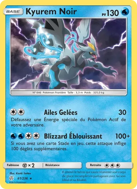 Carte Pokémon Kyurem Noir 061/236, extension Éclipse Cosmique