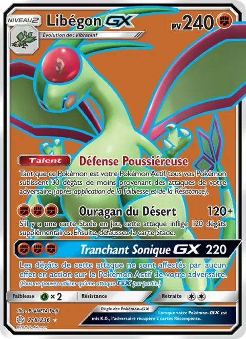 Carte Pokémon Libégon GX 218/236, extension Éclipse Cosmique