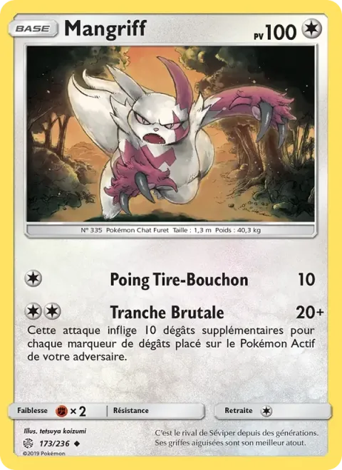 Carte Pokémon Mangriff 173/236, extension Éclipse Cosmique